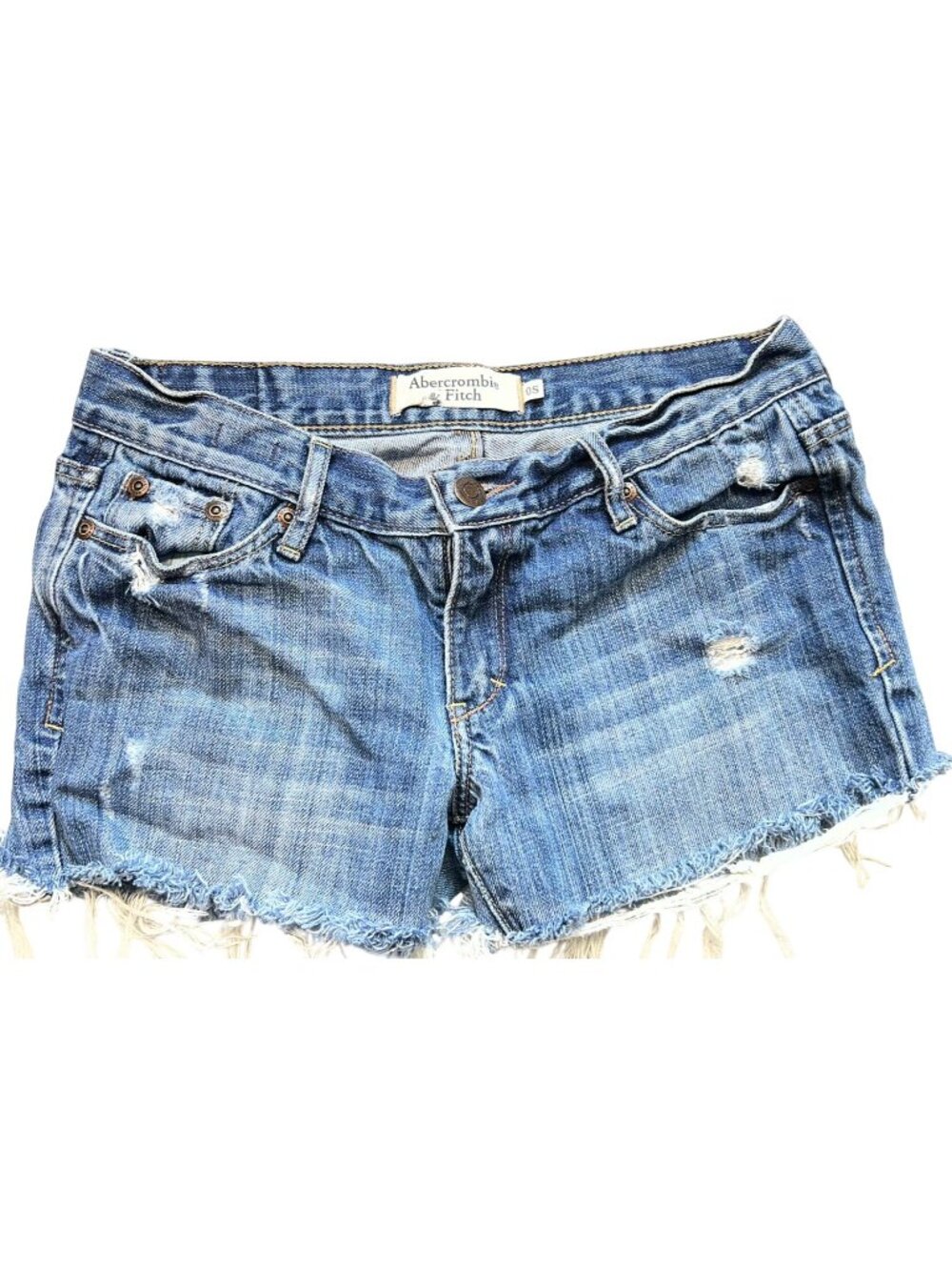 Abercrombie & Fitch Women's Distressed Emma Shorts Frayed Hem Denim Size 0S Blue